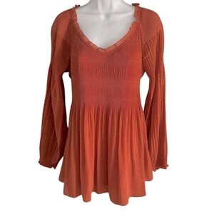 SUNNY LEIGH | Long Sleeve Chiffon Tunic with Flecks of Gold M  NWT